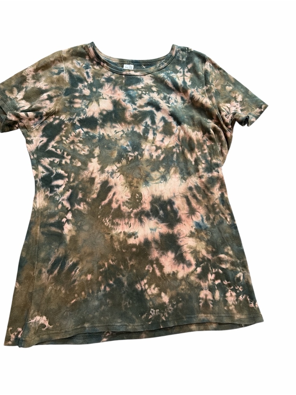 Women's Tie-Dye Crewneck Tunic Top - Pink & Green